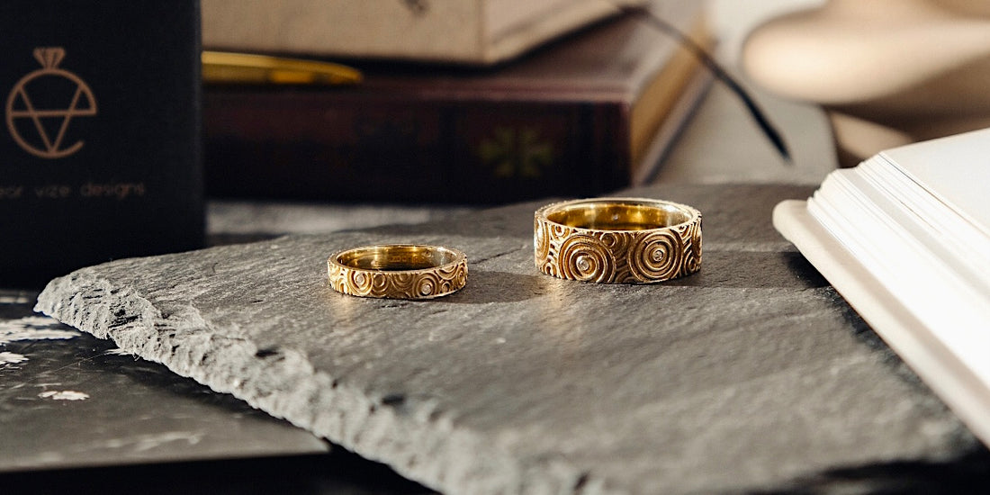 alternative celtic wedding bands in gold with diamonds